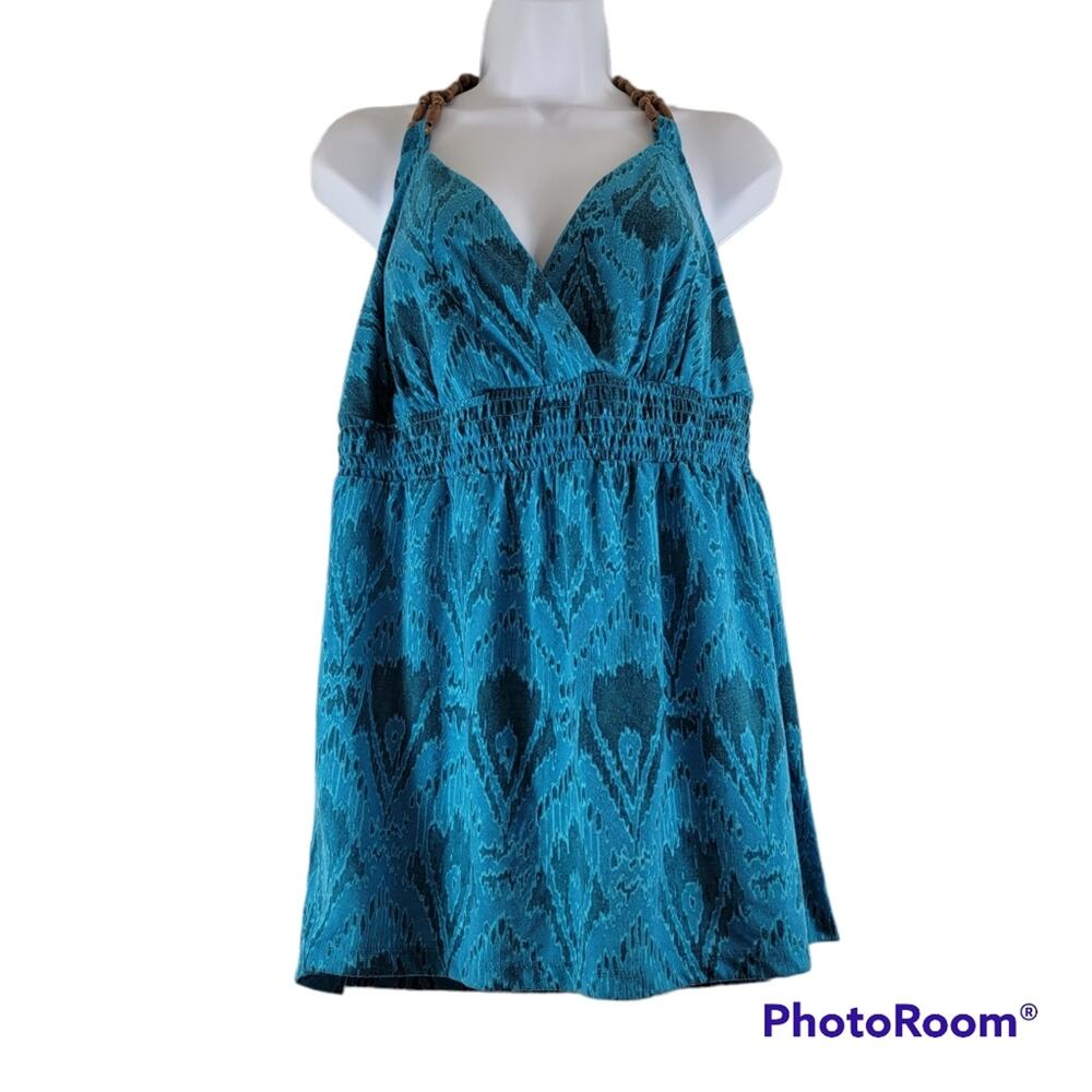 Torrid Boho Style Wood Beaded Halter Blue Hues size 2/2x